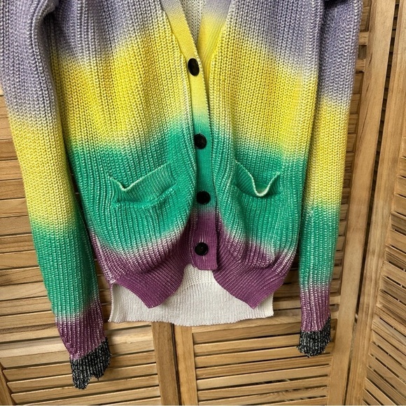 Rare Zadig & Voltaire Lilian Cow Rainbow Cardigan size M - Picture 6 of 9